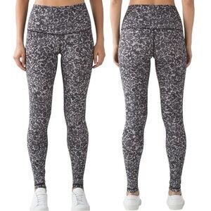 Lululemon Wunder Under Pant Hi Rise Size 4 in Mini Cinder Lace White Black